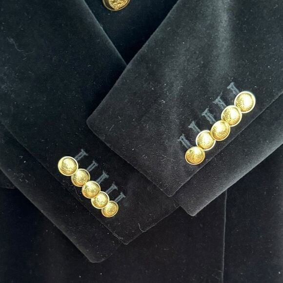 A.L.C Chelsea Velvet Jacket Mini Dress V neck in black with gold buttons size 6 - Picture 11 of 15